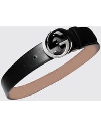 Gucci - 4 Cm Leather Belt With Gg Monogram Buckle - Lyst