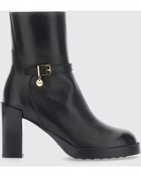 Tod's - Smooth Calfskin Ankle Boots With High Block Heel - Lyst