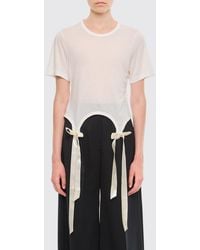 Simone Rocha - Sheer Lyocell T-Shirt With Embroidery And Bow - Lyst