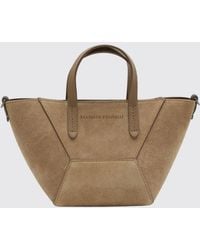Brunello Cucinelli - Small Suede Handbag With Monili Embellishment - Lyst