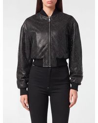Philipp Plein - All Over Crystal Nappa Crop Bomber - Lyst
