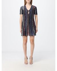 Missoni - Striped Lurex Sheath Mini Dress With V-Neck - Lyst