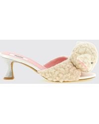 Moschino - Teddy Bear Wool Mules With Rhinestones And A Spool Heel - Lyst