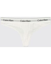 Calvin Klein - Cotton And Modal Blend Thong With Logo Waistband - Lyst