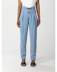 Pinko - Jeans In Washed Denim With Belt - Lyst
