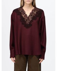 Ermanno Scervino - Wool Knit Top With V-Neck And Embroidered Lace Inserts - Lyst