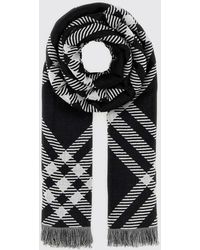 Burberry - Check Wool And Silk-Blend Scarf With Fringed Edges - Lyst