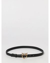 Pinko - Love Birds Calfskin Leather Belt With Metal Monogram Buckle - Lyst