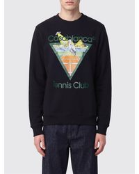 CASABLANCA - Relaxed Fit Cotton Crewneck Sweatshirt With Logo Print - Lyst