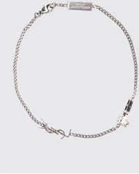 Saint Laurent - Ysl Monogram Rhinestone-Embellished Brass Bracelet - Lyst