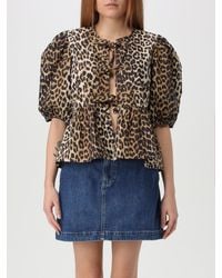 Ganni - Animal Print Organic Cotton Top - Lyst