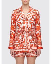Dolce & Gabbana - Dolce &Amp Gabbana Chemise Style Pyjama En Soie À Imprimé Majolique - Lyst