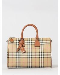 Burberry - Check Canvas Top Handle Bag - Lyst
