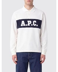 A.P.C. - Long-Sleeved Cotton Polo Shirt With Contrast Logo - Lyst