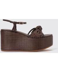 Twinset - Woven Polyurethane Wedge Sandals - Lyst