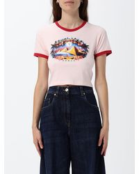CASABLANCA - Cropped Graphic Print Organic Cotton T-Shirt - Lyst