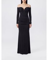 Elisabetta Franchi - Long Evening Sheath Dress With Sweetheart Neckline - Lyst