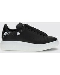 McQueen - Oversize Leather Sneakers With Skull Print - Lyst