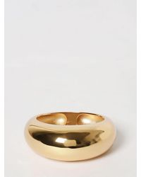Frankie Shop - Polished Brass Bangle Bracelet With Embossed Logo - Lyst