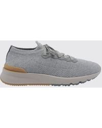 Brunello Cucinelli - Low-Top Cotton Knit Trainers With Pull Tab - Lyst