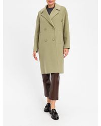 Twinset - Double-Breasted Knee-Length Wool Coat With Lapels And Welt Pockets - Lyst