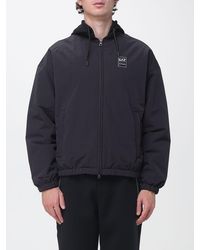 EA7 - Padded Nylon Bomber Jacket With Adjustable Hood And Zip Closure - Lyst