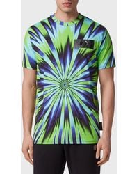 Philipp Plein - Slim Fit Polyester T-Shirt With Abstract Print And Logo - Lyst
