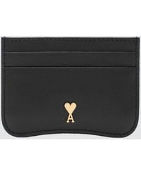 Ami Paris - Flat Leather Card Holder With Metallic Logo And Four Slots - Lyst