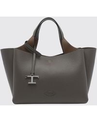 Tod's - Hammered Leather Handbag With Logo Charm And Removable Strap - Lyst