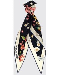 Ferragamo - Floral Print Diamond-Shaped Pure Silk Foulard - Lyst