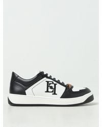 Elisabetta Franchi - Logo-embroidered Leather Sneakers - Lyst