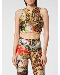 Philipp Plein - Cropped Graphic Print Halter Top - Lyst