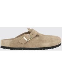 Birkenstock - Boston Suede Mules With Adjustable Strap - Lyst