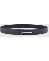 Tom Ford - Cinturón Slim T Reversible De Piel Martillada - Lyst