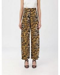 Pinko - Printed Cotton And Silk Baggy Trousers - Lyst