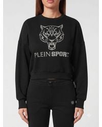 Philipp Plein - Rundhals-Sweatshirt Aus Jersey Mit Überschnittenen Schultern Und Glitzer-Logo - Lyst