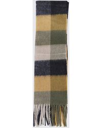 Barbour - Check 100% Lambswool Scarf With Fringed Ends - Lyst