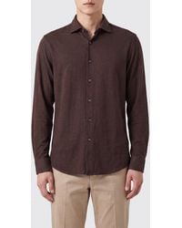 Drumohr - Camisa Slim Fit De Mezcla De Lino Y Algodón Con Cuello Francés - Lyst
