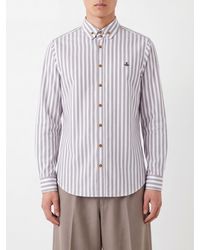 Vivienne Westwood - Slim Fit Striped Cotton Shirt With Embroidered Orb Logo - Lyst