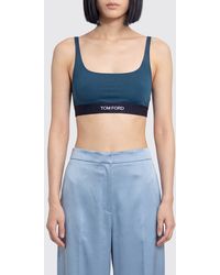 Tom Ford - Cropped Modal Bralette Top With Contrast Logo Band - Lyst