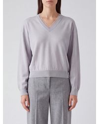 Fabiana Filippi - V-Neck Wool And Cotton Blend Long-Sleeved Jumper - Lyst