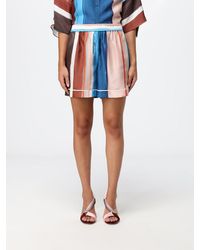 Fendi - Short En Soie À Rayures Multicolores Avec Taille Haute Élastiquée - Lyst