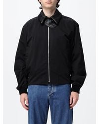 Bottega Veneta - Cotton Shirt Jacket With Woven Leather Collar - Lyst