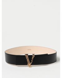 Versace - Leather Belt With Virtus Buckle - Lyst
