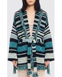 Alanui - Striped Cotton-Blend Cardigan With Fringes And A Tie-Waist Belt - Lyst