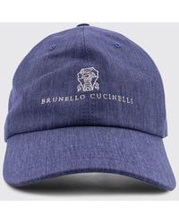 Brunello Cucinelli - Linen Hat With Embroidered Logo - Lyst