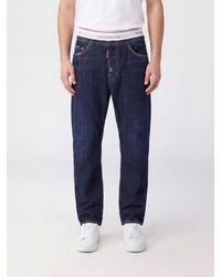 DSquared² - Straight Leg Distressed Jeans With Elasticated Logo Waistband - Lyst