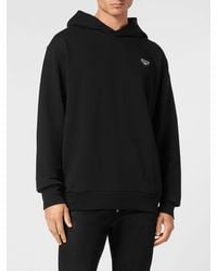 Philipp Plein - Dropped Shoulder Cotton Hoodie With Applied Logo - Lyst