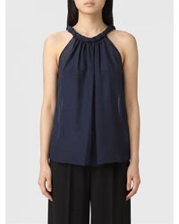 Semicouture - Silk And Cotton Top With Thin Straps And Off-The-Shoulder Design - Lyst