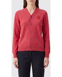 COMME DES GARÇONS PLAY - Comme Des Gar&Ccedil	Ons Play V-Neck Wool Cardigan With Heart Logo Patch - Lyst
